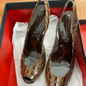 BCBG Maxazria crocodile print size 6 heels